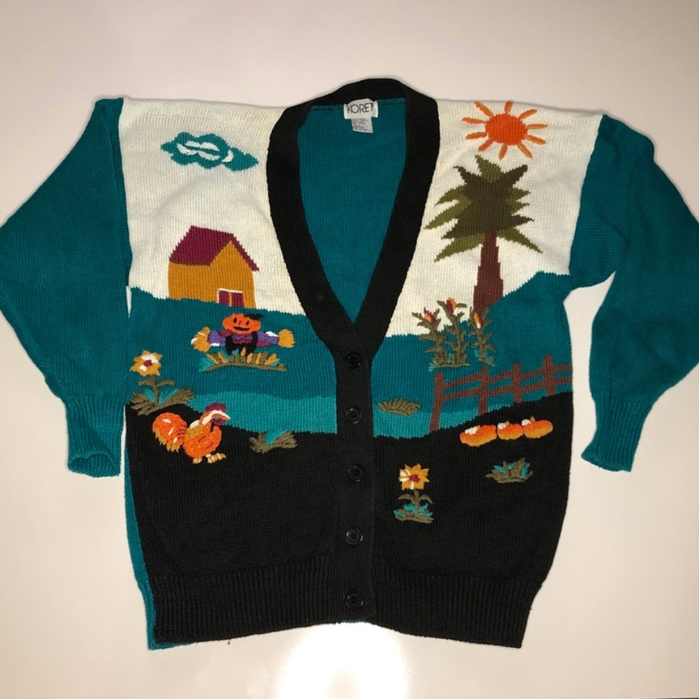 Vintage Koret Pumpkin Thanksgiving Sweater Size L